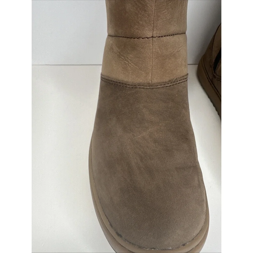 LL Bean 7 M Women's Mountainside Boots‎ Mid Fleece-Lined Brown Side Zip